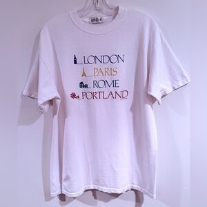 White Graphic T-Shirt with City Names